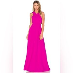 JILL JILL STUART Layered Cut Out Gown in Fuchsia Rose